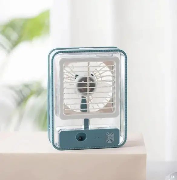 Маленький настольный вентилятор JISULIFE,с USB-зарядкой 4-скорости MINI FAN, с функцией увлажнения, Портативный охладитель воздуха, переносной компактный кондиционер с возможностью добавить аромат или лед в лоток