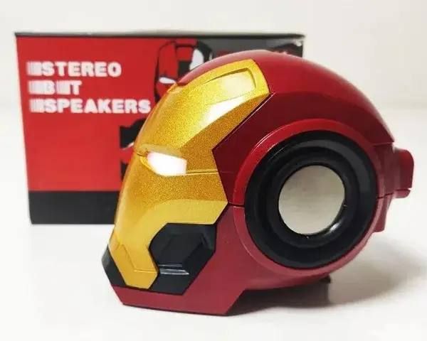 Портативная беспроводная Колонка IRON MAN Micro-USB SD/microSD/TF Железный человек Marvel,в стиле шлема железного человека, громкий качественный звук без хрипов и сбоев, из ударопрочного пластика, не боится пыли и брызг воды