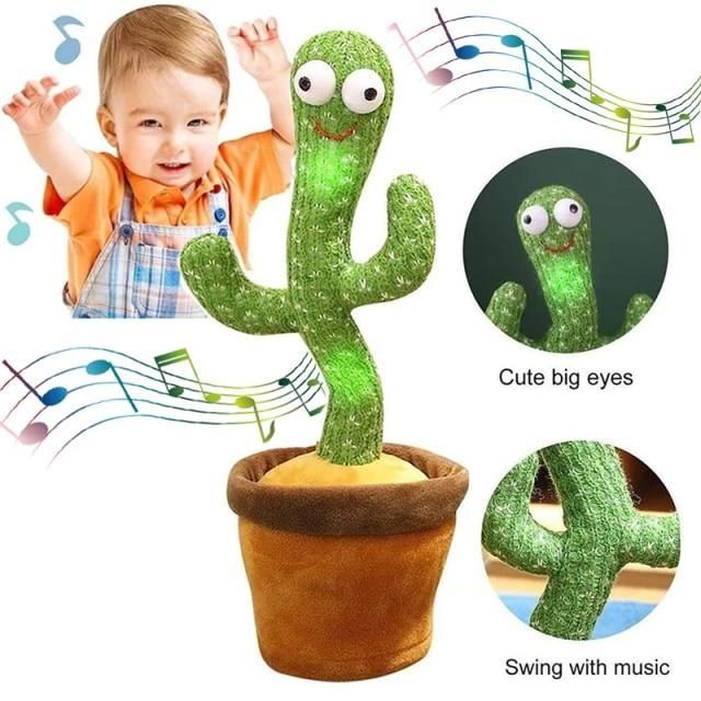 Большой танцующий кактус музыкальный поющий 120 песен Dancing Cactus 32 см