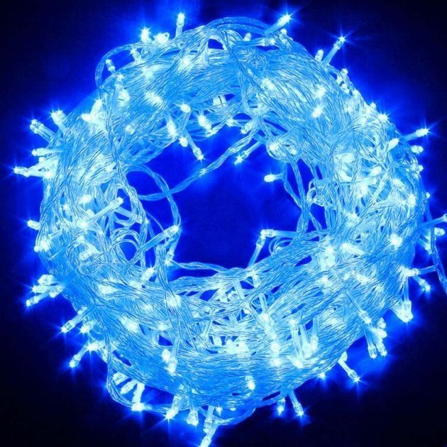 Светодиодная гирлянда нить синяя LED 100 B-1, новогодняя гирлянда 100 диодов 7 м Xmas LED
