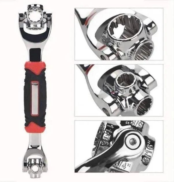 Универсальный многофункциональный гаечный ключ 48 в 1  Universal Tiger Wrench PRO, две вращающиеся на 360? головки, Торцевой ключ, Комбинированный портативный походный инструмент, облегчает работу с труднодоступными гайками и болтами