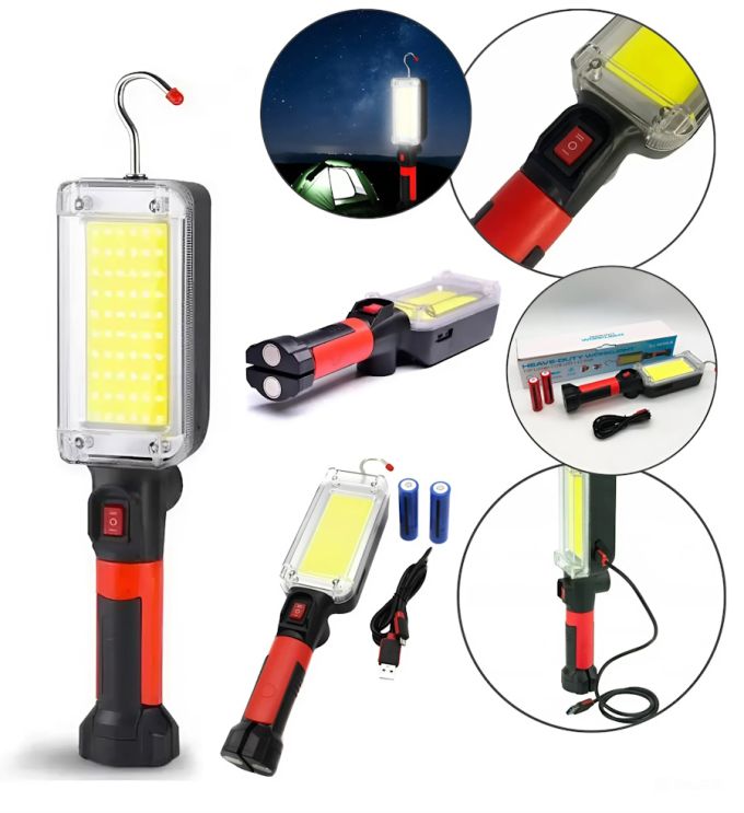 Многофункциональный аккумуляторный фонарь Bailong BL-ZJ-8859-B-COB от USB 20Вт, Фонарик для СТО с магнитом и крючком