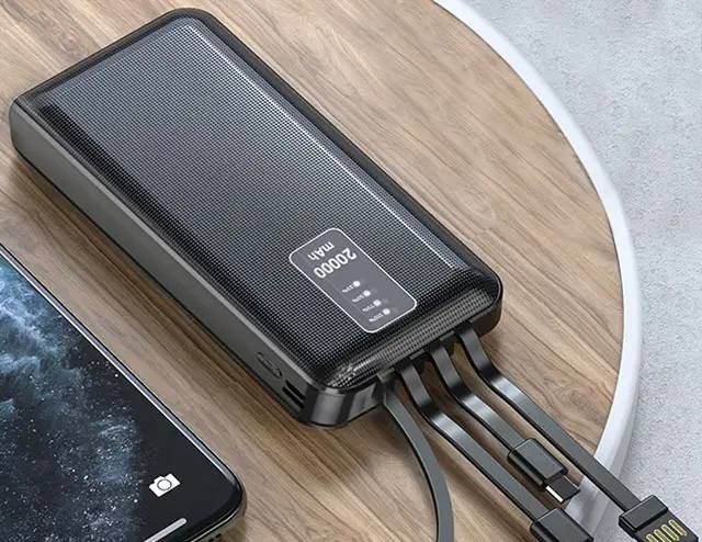Аккумулятор внешний WUW U40 20 000 мАч 2,1А 4в1,Повербанк универсальный, Power Bank Портативное зарядное устройство для зарядки мобильного телефона,наушников,планшета, хUSB порты и встроенные кабелиType-C, micro usb и lighting с быстрой зарядкой 