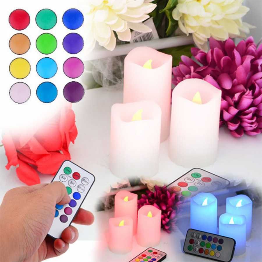 Ночник 3 свечи Luma Candles Color Changing, Комплект светодиодных свечей с ДУ, Светильник 3 свечи