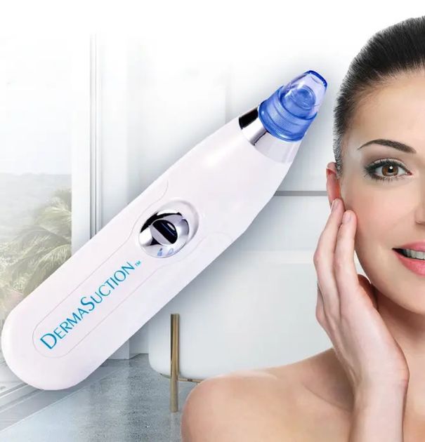 Вакуумный аппарат для чистки лица и пор Derma Suction для профессиональной чистки кожи и пор лица - легкий портативный удобный прибор + 4 насадки, Вакуумный очиститель для самостоятельной очистки в домашних условиях