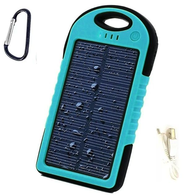 Портативное зарядное устройство Power Bank Solar 12000 mAh c Led фонариком и карабином