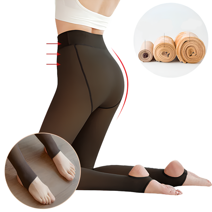 Утепленные колготки вторая кожа Thermal pants на флисе, термоколготки на меху с высокой талией черные, капроновые зимние колготки