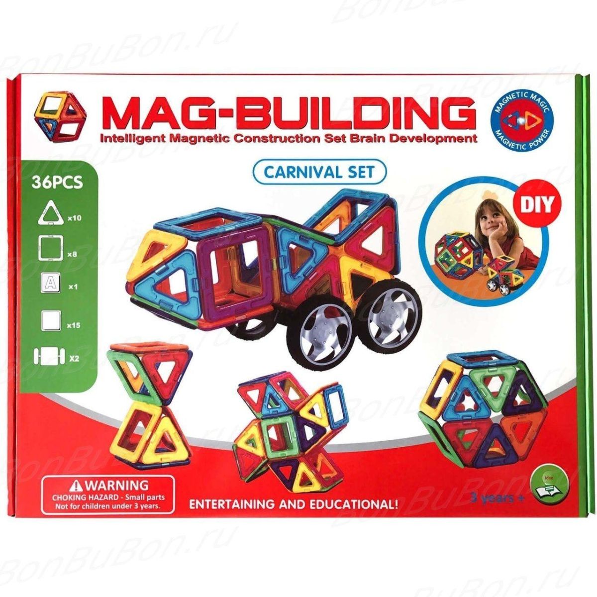 Детский магнитный 3D конструктор Magical Magnet 40 деталей