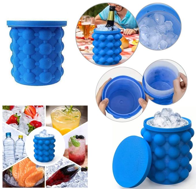 Практичная удобная Силиконовая Форма ведро для льда Ice Cube Maker Genie, круглое ведёрко для охлаждения напитков в бутылках, для заморозки льда, портативная с крышкой, ледница, для кубиков льда, быстрое охлаждение,ледяные шарики