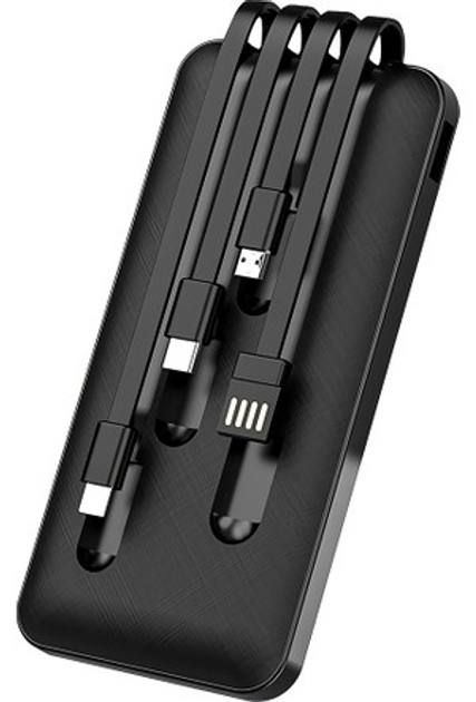 Аккумулятор внешний WUW U40 20 000 мАч 2,1А 4в1,Повербанк универсальный, Power Bank Портативное зарядное устройство для зарядки мобильного телефона,наушников,планшета, хUSB порты и встроенные кабелиType-C, micro usb и lighting с быстрой зарядкой 