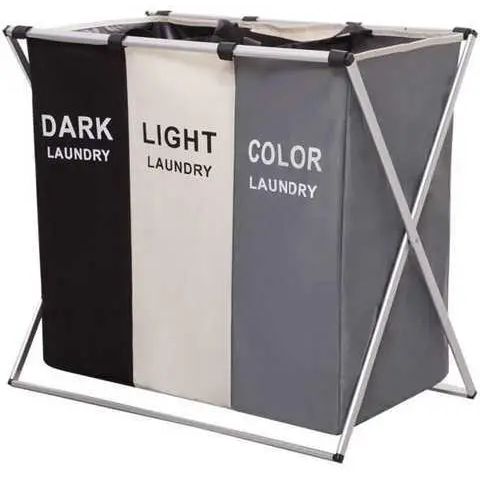 Корзина для белья складная 120л с 3 отсеками Laundry Basket, Корзина-органайзер для сортировки грязного белья