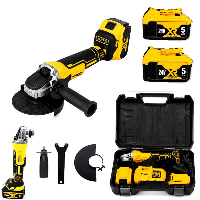 Аккумуляторная болгарка DeWalt DCG405N 900W 125мм на 2 аккумулятора 24V 5Ah. Беспроводная бесщёточная угловая шлифовальная турбинка