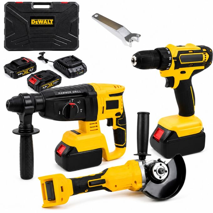 Набор инструментов 3в1 DeWalt 36V перфоратор DCH133NT, шуруповерт DCD996, болгарка DCG409, аккумуляторный