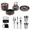Набор туристической посуды Camping cooking 10 в 1 для похода из нержавеющей стали, чайник, сковорода, кастрюля