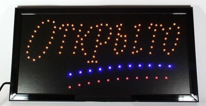 Светодиодная LED вывеска табло "Открыто" с желтыми символами