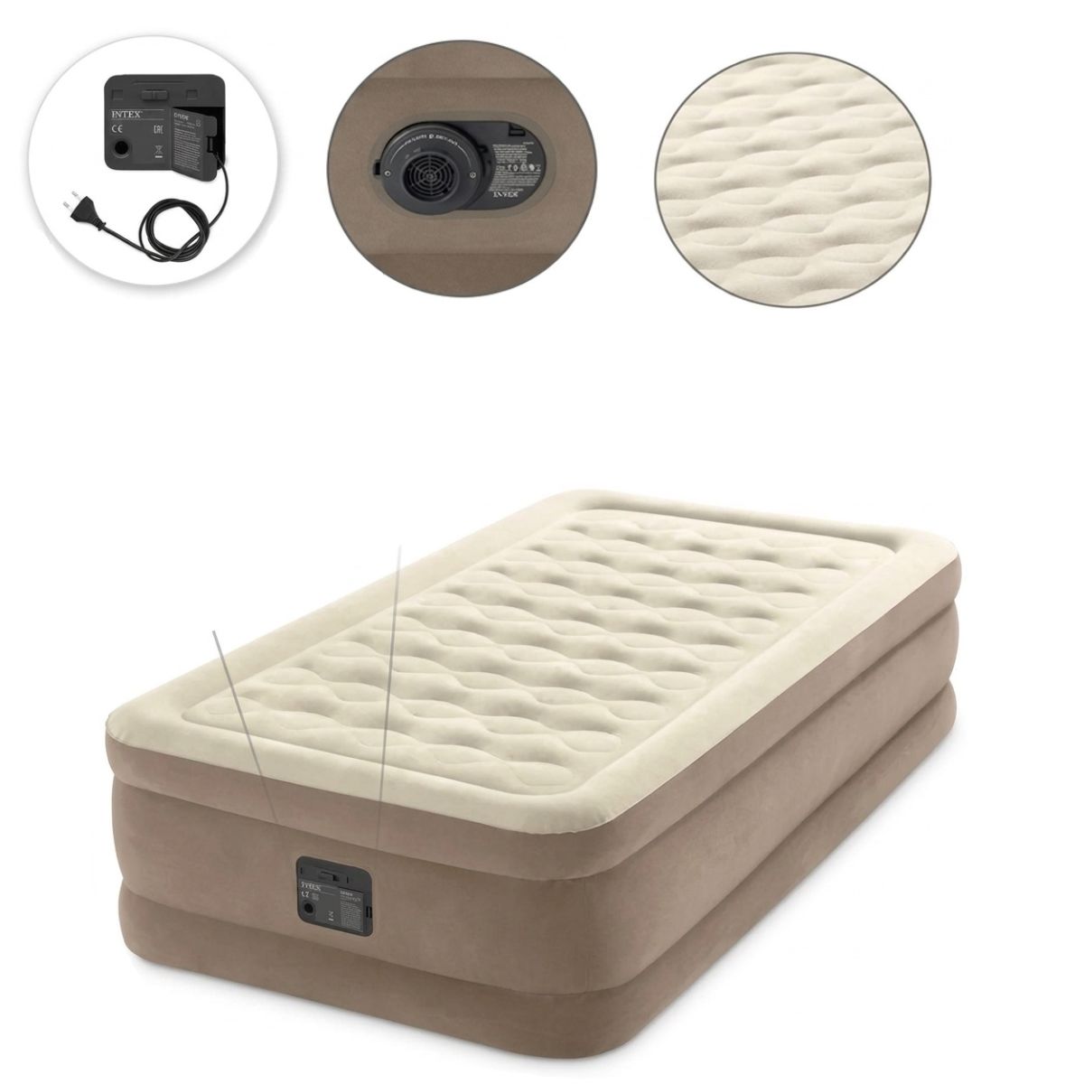 Надувной матрас со встроенным насосом Comfort Rest 190×100×40 см, матрас одноместный с электрическим насосом и подушкой, надувная кровать