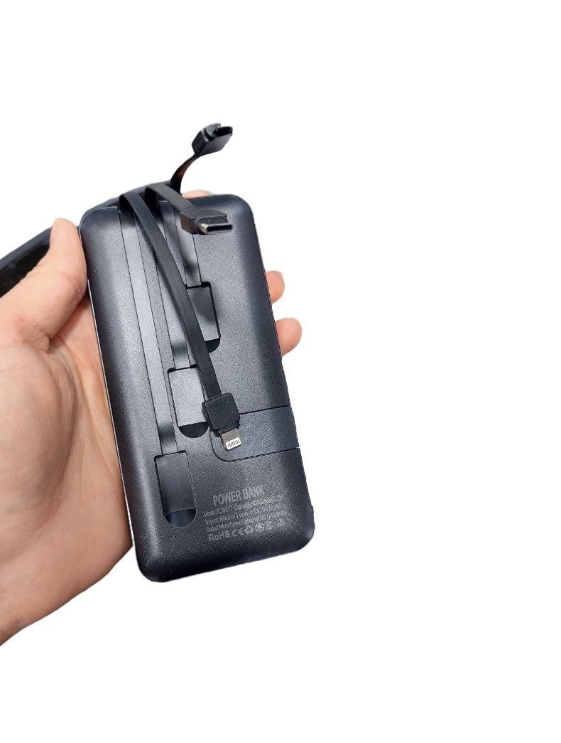 Универсальный Павербанк Viaking N6 Powerbank 50000 mAh встроенные кабели USB, micro USB, Type-C, Lightning портативна батарея,с подставкой для телефона, компактное зарядное устройство