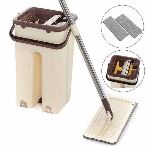 Швабра лентяйка с ведром и автоматическим отжимом, комплект для уборки Mop Self Wash