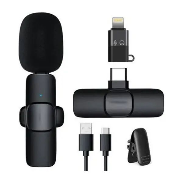 Петличный беспроводной микрофон К8 для смартфона PowerMe Wireless Mic iOS с Type-C, Микрофон петличка на одежду с шумоподавлением