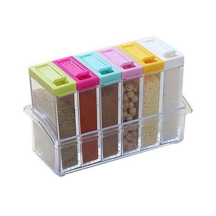 Органайзер для хранения специй Supretto Seasoning Piece Set six на 6 ячеек на подставке, набор спецовниц для хранения приправ и специй