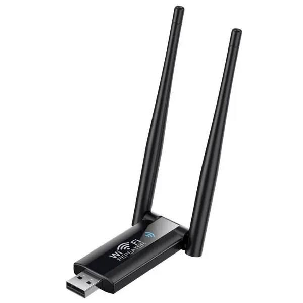 USB Wi-Fi репитер, USB-транслятор усилитель WiFi сигнала на 2 антенны, двухантенный беспроводной расширитель диапазона Wi-Fi сигнала, совместим практически со всеми роутерами, для многокомнатного дома или офиса