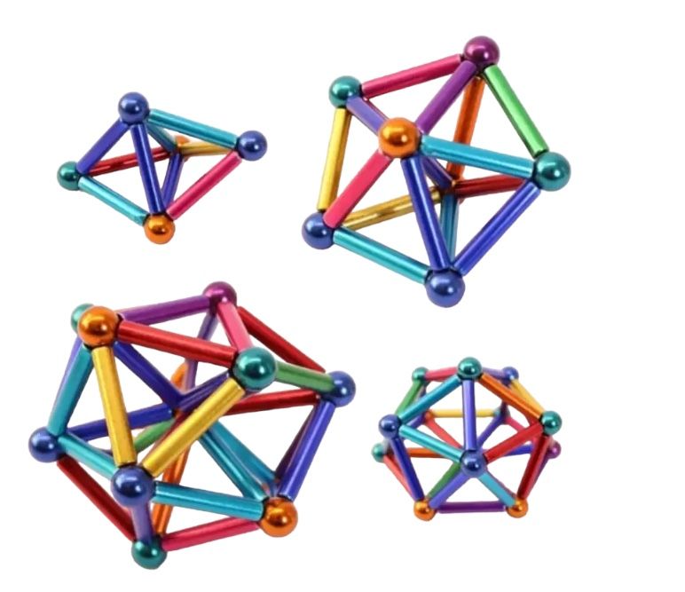 Магнитный необычный Конструктор Buckyballs & Buckybars цветной Бакибарс неокуб головоломка антистресс магнитные палочки и стальные шарики для развития моторики рук, для отвлечения, детская интелектуальная интерактивная игрушка 3D моделирование 64 детали