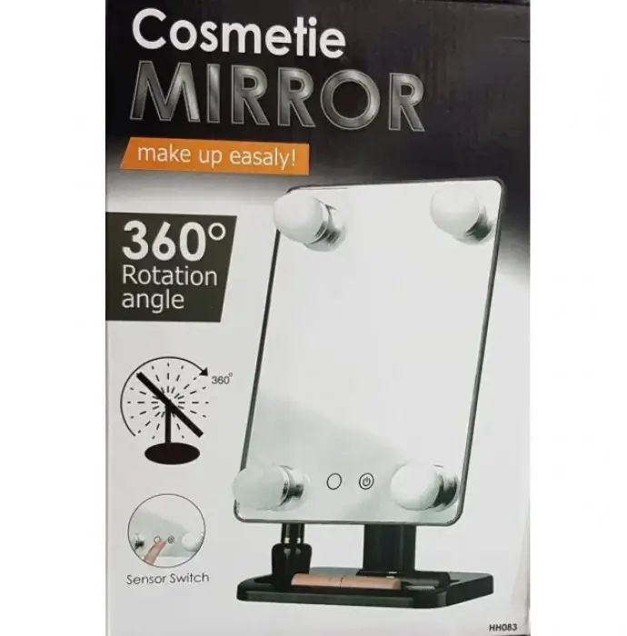 Настольное сенсорное портативное зеркало Cosmetie mirror 360 Rotation Angel с светодиодной подсветкой для макияжа с подставкой органайзером для косметических средств, регулируемое вращение на 180°