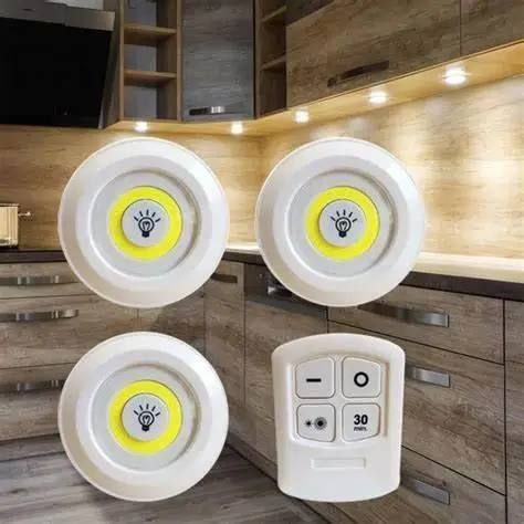 Комплект универсальных портативных компактных LED светильников с пультом и таймером LED light with Remote Control Set, набор светодиодных ярких светильников с пультом ДУ 3 шт, беспроводные лед лампы, мини ночники