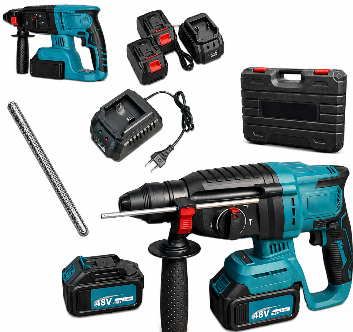 Дрель-перфоратор Makita DHR202 48V 6Ah бесщеточный 2 аккумулятора 6,5 Дж строительный в кейсе 5000 уд./мин