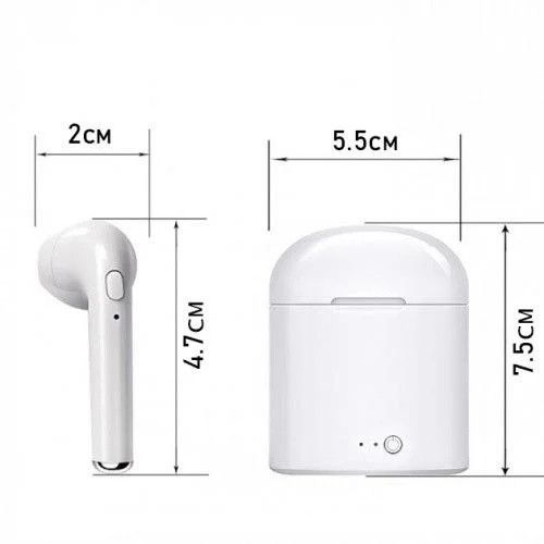 Беспроводные Bluetooth наушники I7S TWS с боксом для зарядки белые