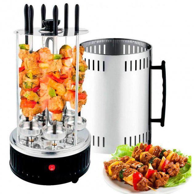 Шашлычница электрическая на 6 шампуров 1000W Kebabs Machine, Вертикальная домашняя электрошашлычница