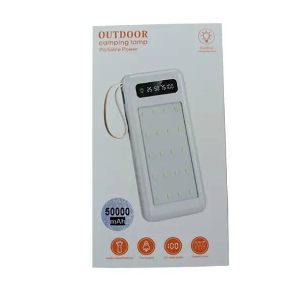 Мобильная зарядка Power Bank Z-05 50000mah, Универсальный павербанк, практичный аккумулятор для зарядки, портативная Батарея большой емкости с ярким фонариком и индикатором уровня заряда, со встроенными проводами Type-C, micro USB, USB, Lightning