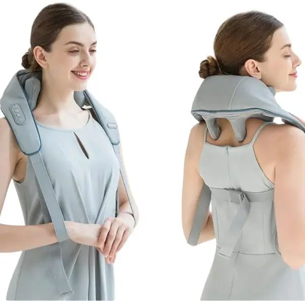 Массажер Электрический для Шеи и Плеч с ИК-подогревом A-Plus Neck massager, Массажер-воротник, Ударный вибромассажер для спины, U-образный массажный пояс для тела
