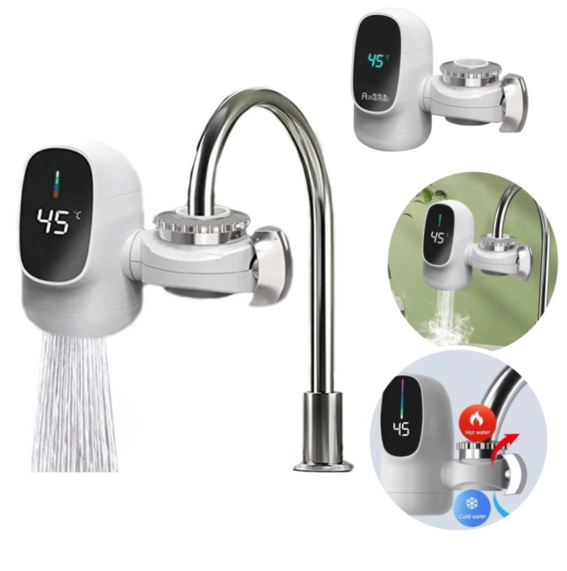 Водонагреватель проточный электрический Zoosen ZSW-010А/0108 c LCD дисплеем 3000Вт, насадка на кран, мгновенная горячая вода
