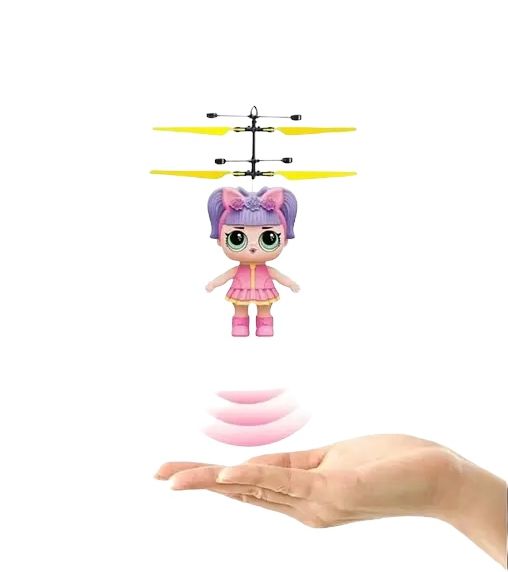 Индукционная увлекательная развивающая Летающая кукла Flying Girl, Игрушка с удобным управлением от руки, управление ладонью, Кукла-фея красиво парящая в воздухе