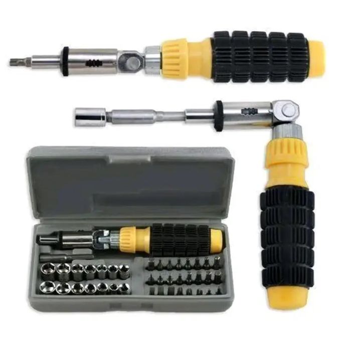 Универсальный набор инструментов 41 предмет в кейсе Piece Bit and Socket Set, Реверсивная отвертка с трещеткой с насадками