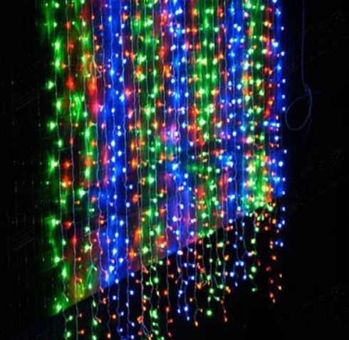 Светодиодная гирлянда штора водопад мульти разноцветная  3Mx3M 320 диодов RGB