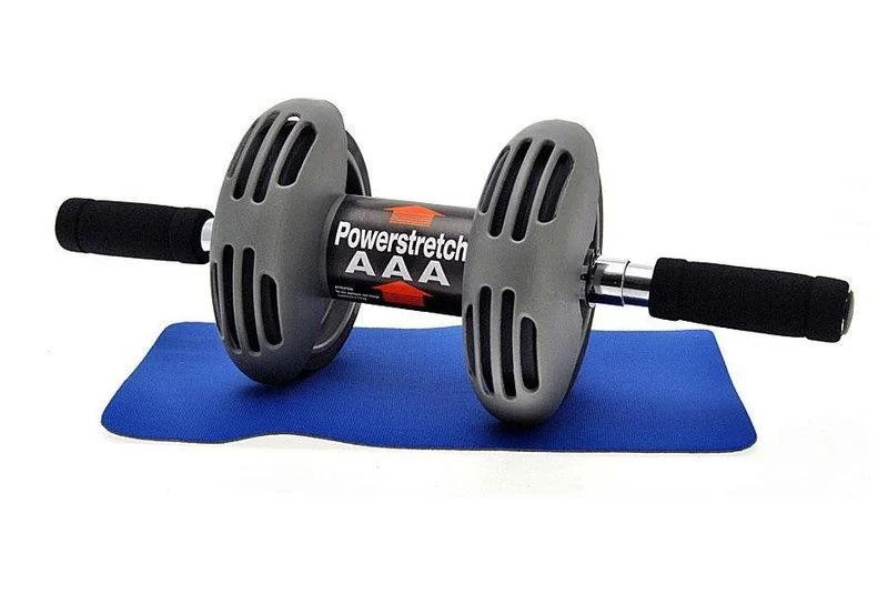 Тренажер колесо ролик двойного действия для пресса гимнастический Power Stretch Roller с ковриком