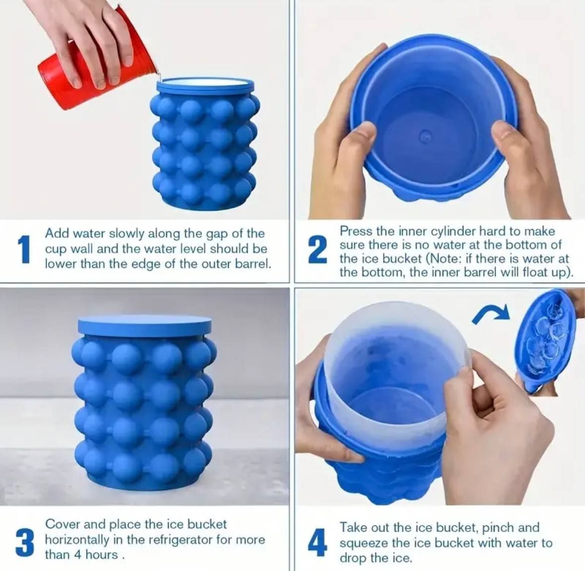Практичная удобная Силиконовая Форма ведро для льда Ice Cube Maker Genie, круглое ведёрко для охлаждения напитков в бутылках, для заморозки льда, портативная с крышкой, ледница, для кубиков льда, быстрое охлаждение,ледяные шарики