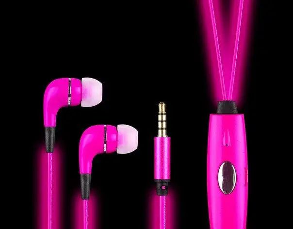 Наушники светящиеся Light Earphone, Вакуумные светодиодные наушники светящиеся в темноте с микрофоном