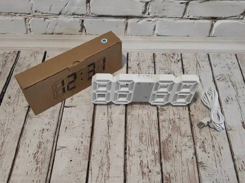 Часы настольные электронные LY-1089, с подсветкой, Синие цифры, многофункциональные универсальные с будильником и термометром, компактные портативные с регулировкой яркости, стильное оригинальное устройство