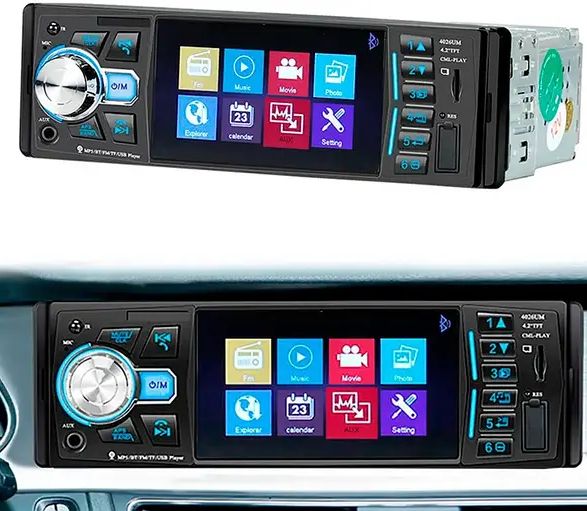 Универсальная Автомагнитола MP5 4026 BT 4.1" сенсорным монитором с дисплеем,для прослушивания музыки, просмотра видео, есть возможность подключения камеры заднего вида+ Пульт ДУ,цветной экран, Bluetooth соединение 