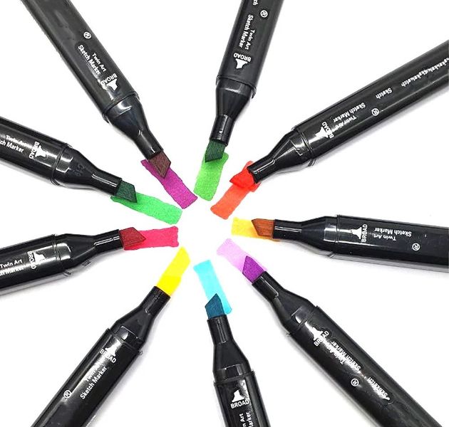 Большой Универсальный Набор двусторонних маркеров, Sketch Marker, 80 цветов,маркеры для начинающих и профессионалов, для рисования, скетчинга и дизайна, фломастеры на спиртовой основе, Разноцветный комплект скетч-маркеров