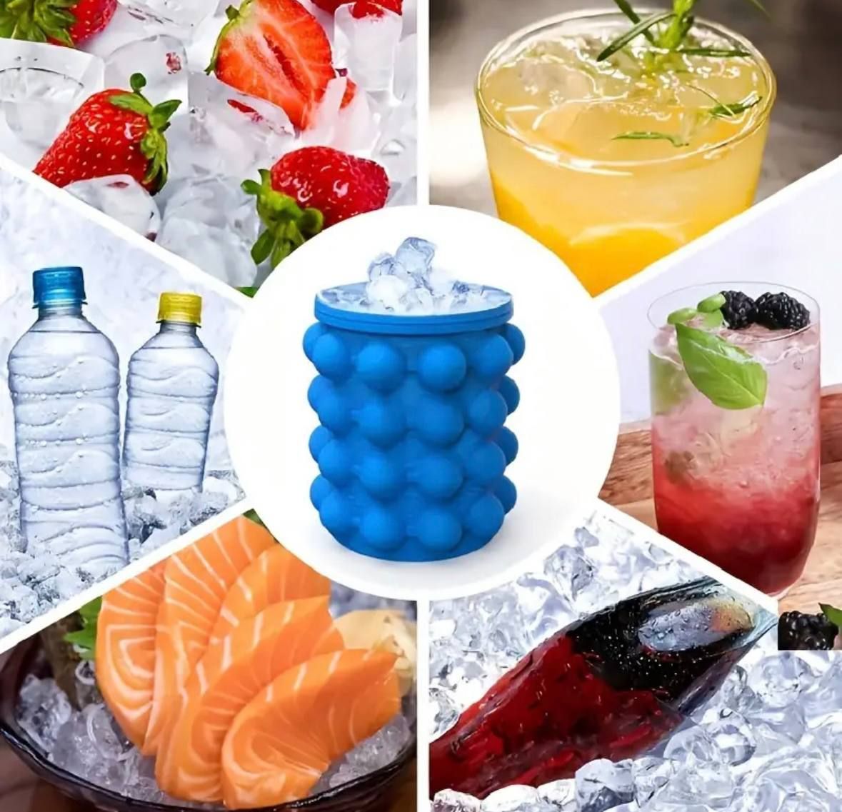 Практичная удобная Силиконовая Форма ведро для льда Ice Cube Maker Genie, круглое ведёрко для охлаждения напитков в бутылках, для заморозки льда, портативная с крышкой, ледница, для кубиков льда, быстрое охлаждение,ледяные шарики