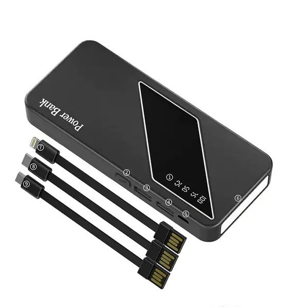 Повербанк Power Bank Viaking N9 50000mAh Black,портативное зарядное устройство с индикатором, фонариком, 2xUSB, MicroUSB, Type-C, Lightning