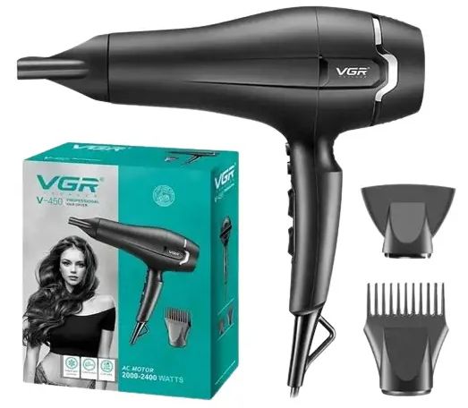 Профессиональный мощный фен для волос VGR V-450 2400 Вт для сушки укладки волос