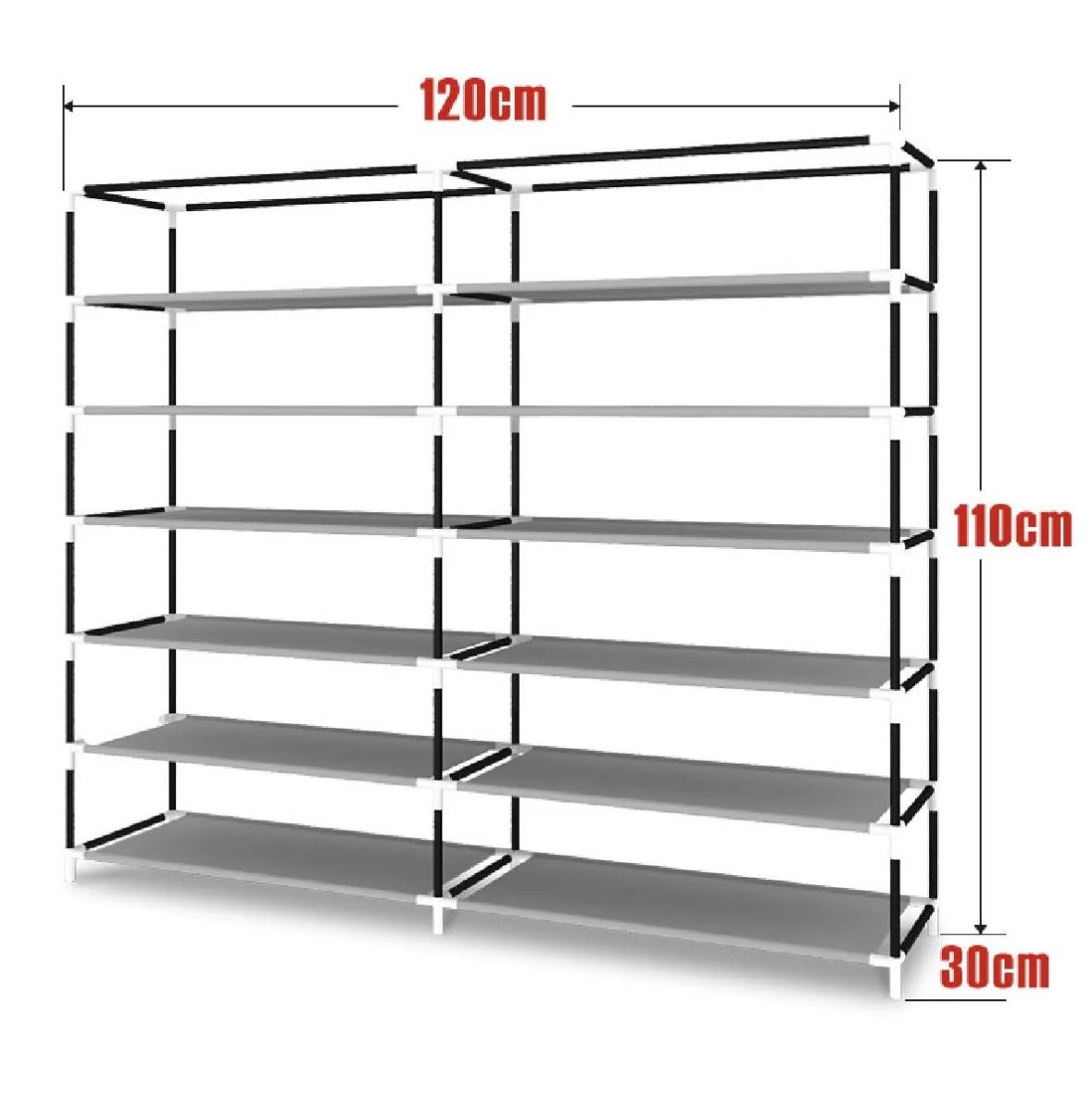 Тканевый складной шкаф для обуви на 2 секции Shoe Cabinet YQF-2266 на 12 полок, двойной шкаф органайзер для хранения обуви