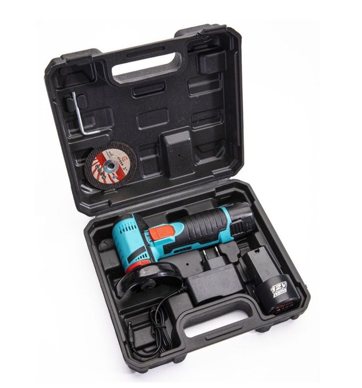 Аккумуляторная мини болгарка Meterk W-153-7 (12V 1.5A) на 2 аккумулятора 500W, Угловая шлифовальная машина в кейсе