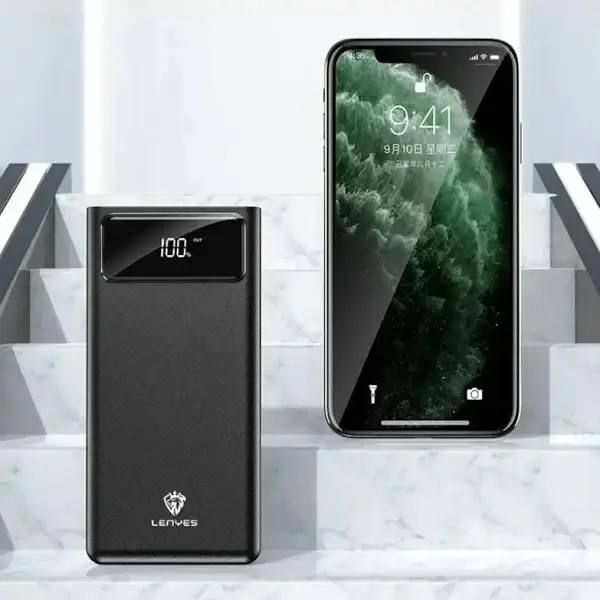Power bank LENYES PX491 40000mAh (реальная емкость), портативное зарядное устройство с индикацией заряда, внешняя аккумуляторная батарея, универсальная мобильная батарея, практичный павербанк с быстрой зарядкой