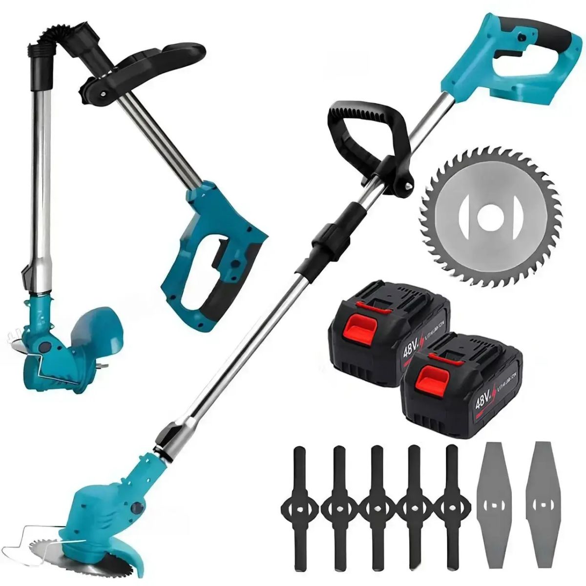 Аккумуляторная газонокосилка триммер Makita UR120DWAE 24V 3000мАч с 2 аккумуляторами, Беспроводная тример-коса с колесом для стрижки сада и газона
